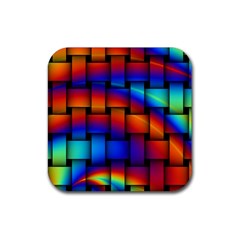 Rainbow Weaving Pattern Rubber Coaster (square) 