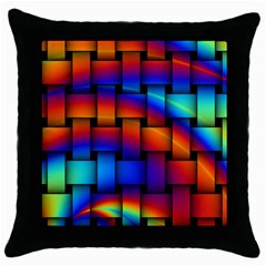 Rainbow Weaving Pattern Throw Pillow Case (black)