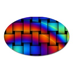 Rainbow Weaving Pattern Oval Magnet by Amaryn4rt