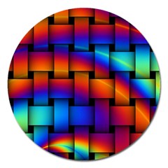 Rainbow Weaving Pattern Magnet 5  (round)