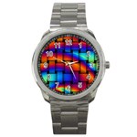 Rainbow Weaving Pattern Sport Metal Watch Front