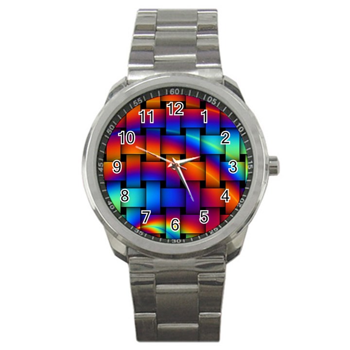 Rainbow Weaving Pattern Sport Metal Watch