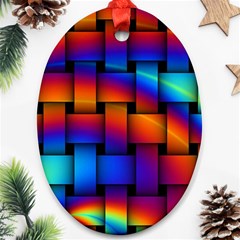 Rainbow Weaving Pattern Oval Ornament (two Sides) by Amaryn4rt