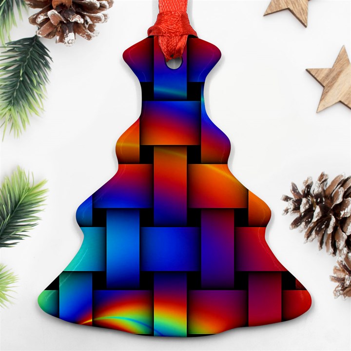 Rainbow Weaving Pattern Christmas Tree Ornament (Two Sides)