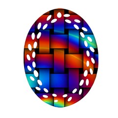 Rainbow Weaving Pattern Oval Filigree Ornament (two Sides) by Amaryn4rt