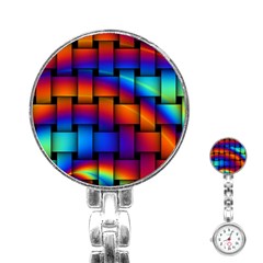 Rainbow Weaving Pattern Stainless Steel Nurses Watch