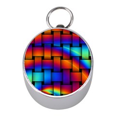 Rainbow Weaving Pattern Mini Silver Compasses