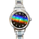 Rainbow Color Prism Colors Round Italian Charm Watch Front