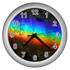 Rainbow Color Prism Colors Wall Clocks (silver)  by Amaryn4rt