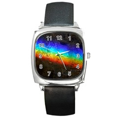 Rainbow Color Prism Colors Square Metal Watch