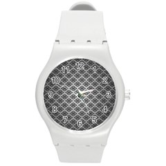 Silver The Background Round Plastic Sport Watch (m)