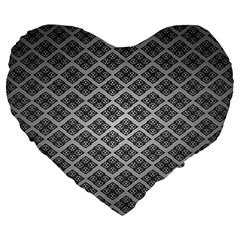 Silver The Background Large 19  Premium Flano Heart Shape Cushions