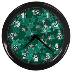 Star Seamless Tile Background Abstract Wall Clocks (black)