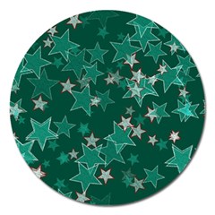 Star Seamless Tile Background Abstract Magnet 5  (round)