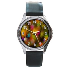 Star Background Texture Pattern Round Metal Watch