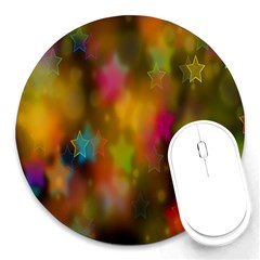 Star Background Texture Pattern Round Mousepads by Amaryn4rt