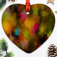 Star Background Texture Pattern Heart Ornament (two Sides)