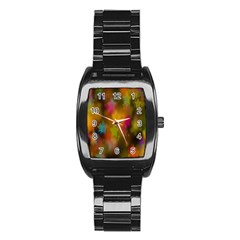 Star Background Texture Pattern Stainless Steel Barrel Watch