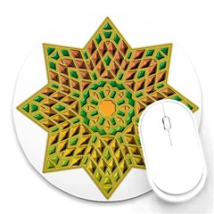 Star Pattern Tile Background Image Round Mousepads