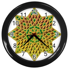 Star Pattern Tile Background Image Wall Clocks (black)