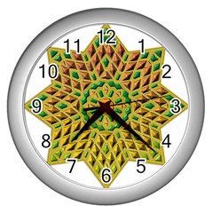 Star Pattern Tile Background Image Wall Clocks (silver) 