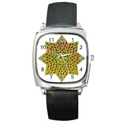 Star Pattern Tile Background Image Square Metal Watch