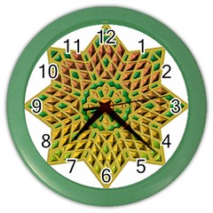 Star Pattern Tile Background Image Color Wall Clocks