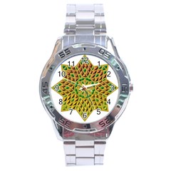 Star Pattern Tile Background Image Stainless Steel Analogue Watch