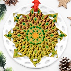 Star Pattern Tile Background Image Round Filigree Ornament (two Sides)