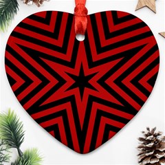 Star Red Kaleidoscope Pattern Ornament (heart)