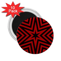 Star Red Kaleidoscope Pattern 2 25  Magnets (10 Pack) 