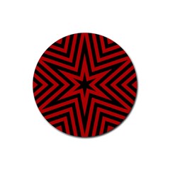 Star Red Kaleidoscope Pattern Rubber Coaster (round)  by Amaryn4rt