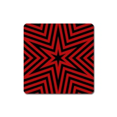 Star Red Kaleidoscope Pattern Square Magnet