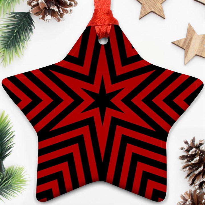 Star Red Kaleidoscope Pattern Star Ornament (Two Sides)