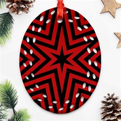 Star Red Kaleidoscope Pattern Ornament (oval Filigree)