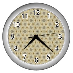 Star Basket Pattern Basket Pattern Wall Clocks (silver) 