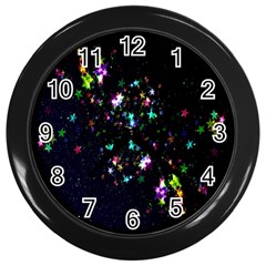 Star Structure Many Repetition Wall Clocks (black) by Amaryn4rt