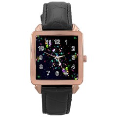 Star Structure Many Repetition Rose Gold Leather Watch  by Amaryn4rt