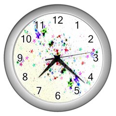 Star Structure Many Repetition Wall Clocks (silver)  by Amaryn4rt