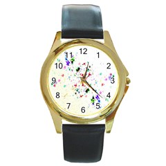 Star Structure Many Repetition Round Gold Metal Watch by Amaryn4rt