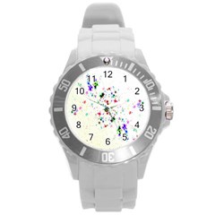 Star Structure Many Repetition Round Plastic Sport Watch (l) by Amaryn4rt