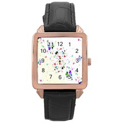 Star Structure Many Repetition Rose Gold Leather Watch  by Amaryn4rt