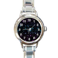 Stars Pattern Seamless Design Round Italian Charm Watch