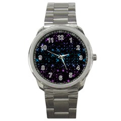 Stars Pattern Seamless Design Sport Metal Watch