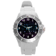 Stars Pattern Seamless Design Round Plastic Sport Watch (l)