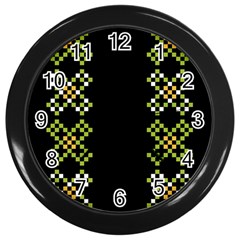 Vintage Pattern Background  Vector Seamless Wall Clocks (black) by Amaryn4rt