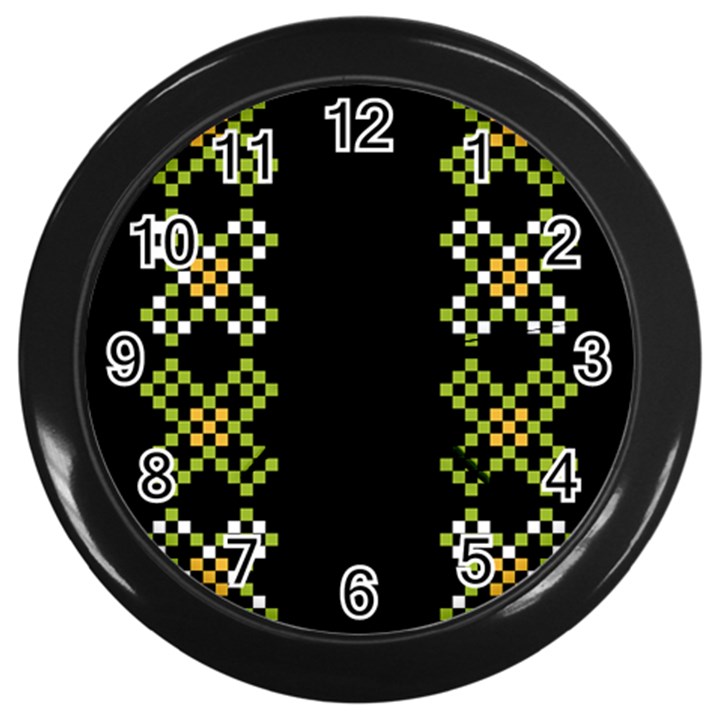 Vintage Pattern Background  Vector Seamless Wall Clocks (Black)