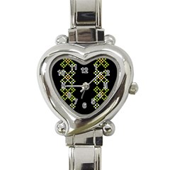 Vintage Pattern Background  Vector Seamless Heart Italian Charm Watch