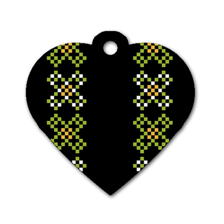 Vintage Pattern Background  Vector Seamless Dog Tag Heart (One Side)