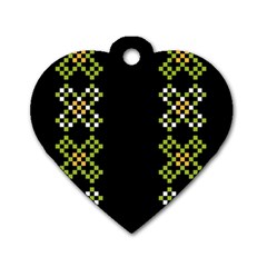 Vintage Pattern Background  Vector Seamless Dog Tag Heart (two Sides)